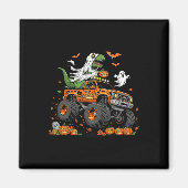 Dinosaur T-rex Riding Monster Truck Halloween Mann Magneet (Voorkant)