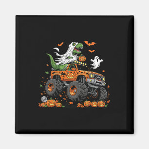 Dinosaur T-rex Riding Monster Truck Halloween Mann Magneet