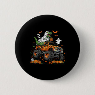 Dinosaur T-rex Riding Monster Truck Halloween Mann Ronde Button 5,7 Cm