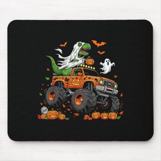 Dinosaur T-rex Riding Monster Truck Halloween Men  Muismat (Voorkant)