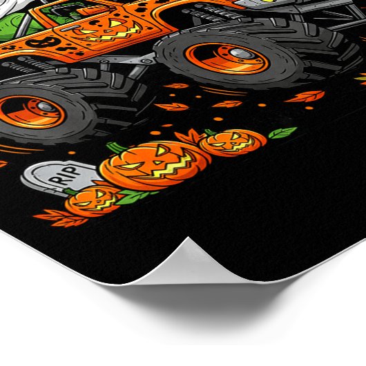 Dinosaur T-rex Riding Monster Truck Halloween Men  Poster (Hoek)