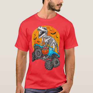 Dinosaur T Rex Riding Monster Truck Moon Halloween T-shirt