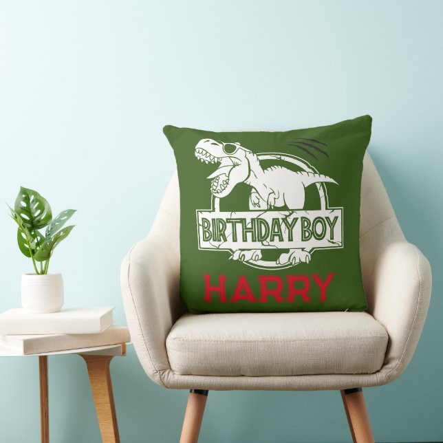 Dinosaur T Rex ROAR GREEN BIRTHDAY BOY Kussen (Stoel)