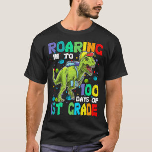Dinosaur-T-Rex-roaring in 100 dagen van eerste ran T-shirt