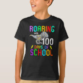 Dinosaur T-Rex Roaring in 100 schooldagen T-shirt (Voorkant)