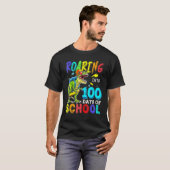 Dinosaur T Rex Roaring Into 100 Days Of School Tea T-shirt (Voorkant volledig)