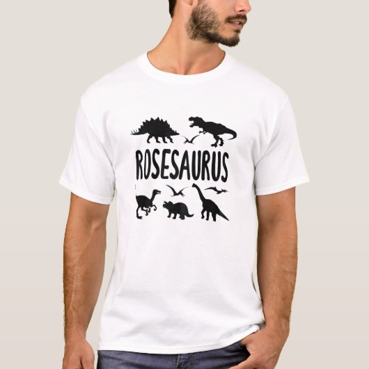 Dinosaur T Rex Roos Rosesaurus Girls Dino Name T-shirt (Voorkant)