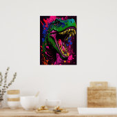 Dinosaur T Rex roze Poster (Keuken)