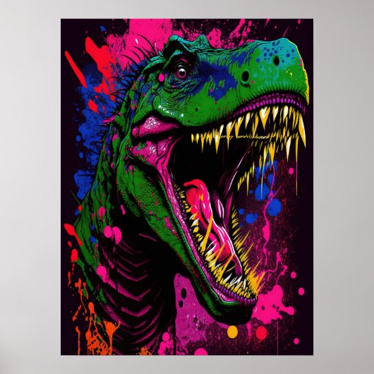 Dinosaur T Rex roze Poster (Voorkant)
