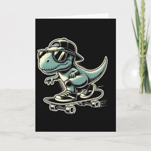 Dinosaur T Rex Skateboarden Funny Retro Skaten  Kaart