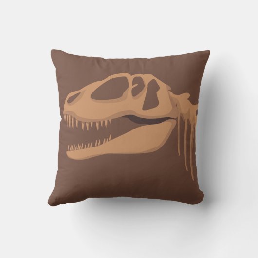 Dinosaur T-rex Skeleton Fossil Brown Kinder Room Kussen (Achterkant)