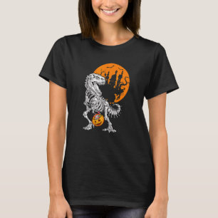 Dinosaur T rex Skeleton Halloween Snoep Pumpkin T-shirt