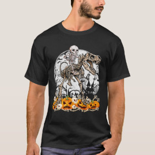 Dinosaur T Rex Skeleton Pumpkin Skull Halloween Mo T-shirt