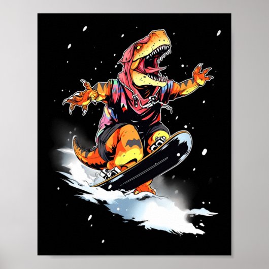 Dinosaur T-rex Snowboard Snowboard Snowboarder Win Poster (Voorkant)