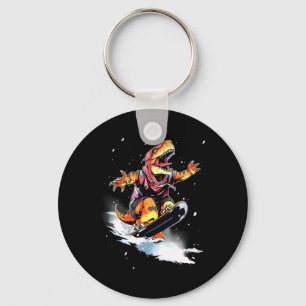 Dinosaur T-rex Snowboard Snowboard Snowboarder Win Sleutelhanger