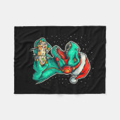 Dinosaur T Rex speelt videogame Santa Hat Christ Fleece Deken (Voorkant (Horizontaal))