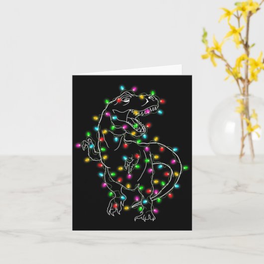 Dinosaur T-rex Tree Christmas Sweater Xmas Pet Din Kaart (Gele Bloem)