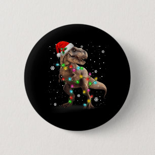 Dinosaur T-rex Tree-kerstfeest Pet Dino Trex Ronde Button 5,7 Cm