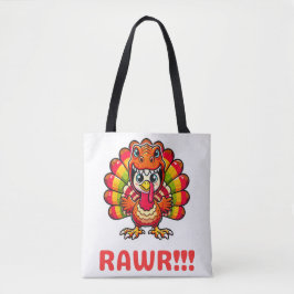 Dinosaur T Rex Turkije Happy Thanksgiving Grappig Tote Bag