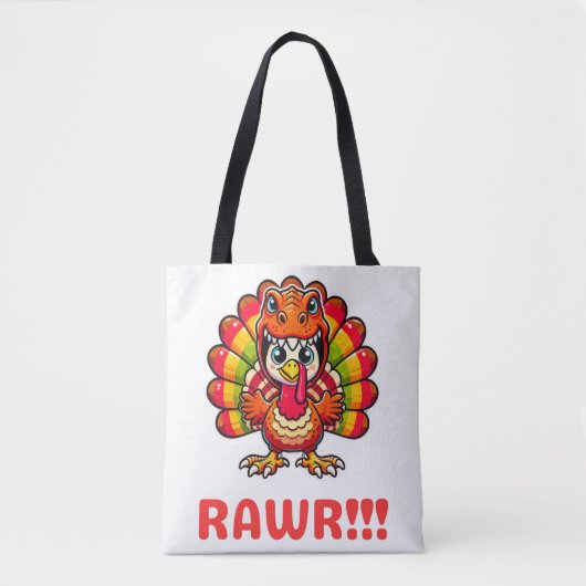 Dinosaur T Rex Turkije Happy Thanksgiving Grappig Tote Bag (Voorkant)