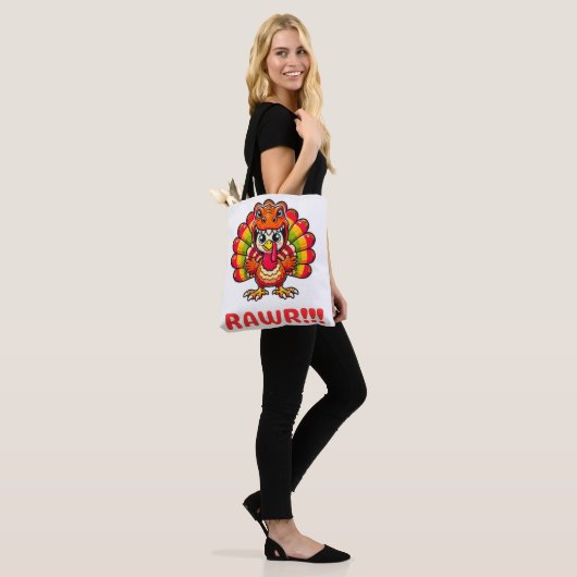 Dinosaur T Rex Turkije Happy Thanksgiving Grappig Tote Bag (Op model)