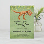 Dinosaur T Rex Tweede Verjaardagsfeest Kaart (Staand voorkant)