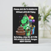Dinosaur T Rex Tyrannosaurus Bday Birthday Kaart (Staand voorkant)