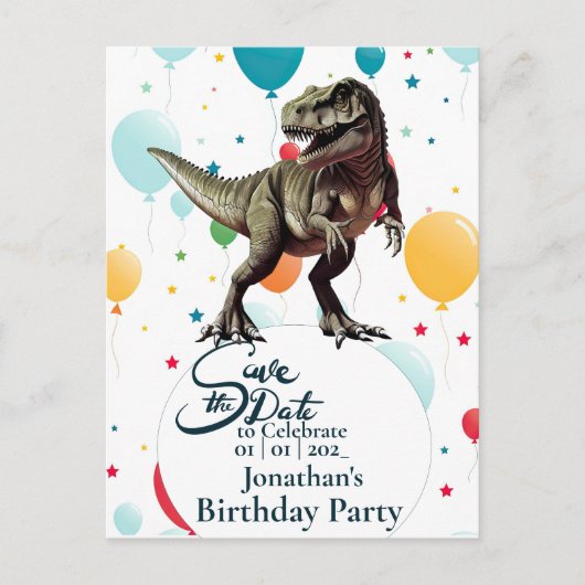 Dinosaur T-rex verjaardag Save the date Briefkaart (Voorkant)