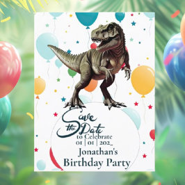 Dinosaur T-rex verjaardag Save the date  Briefkaart