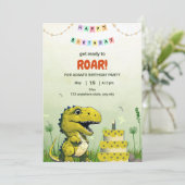 Dinosaur T rex Verjaardag Uitnodiging jongen T-Rex (Staand voorkant)