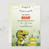 Dinosaur T rex Verjaardag Uitnodiging jongen T-Rex (Voorkant / Achterkant)