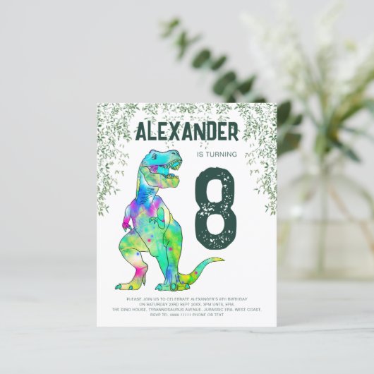 Dinosaur T-Rex Verjaardagsfeest Budget (Staand voorkant)