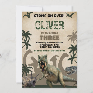 Dinosaur T-Rex Verjaardagsfeest Wilde Dinosaurus Kaart