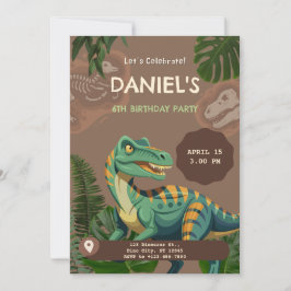Dinosaur T-Rex Verjaardagsfeestje Kaart