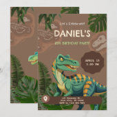Dinosaur T-Rex Verjaardagsfeestje Kaart (Voorkant / Achterkant)