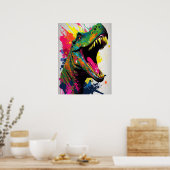 Dinosaur T Rex White Poster (Keuken)