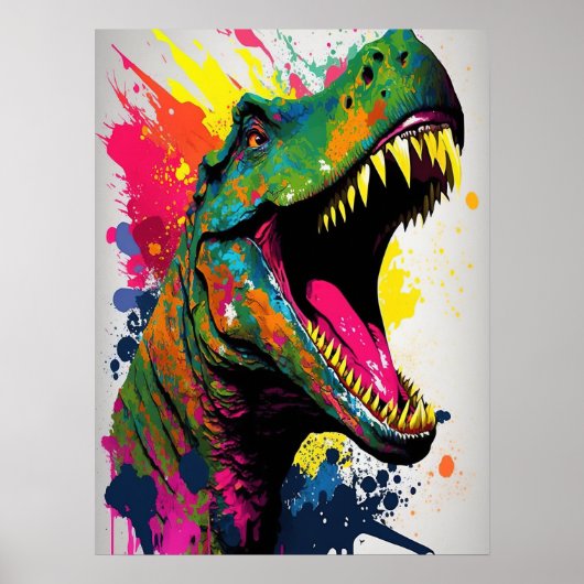 Dinosaur T Rex White Poster (Voorkant)