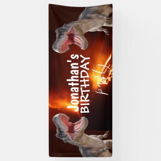 Dinosaur T Rexs Boy White Banner (Verticaal)