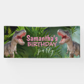 Dinosaur T Rexs Girl Pink Banner (Horizontaal)