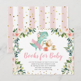 Dinosaur Tea Party Baby shower Books for baby Uitnodiging Briefkaart