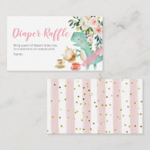 Dinosaur Tea Party Baby shower diaper raffle Informatiekaartje