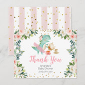 Dinosaur Tea Party Baby shower Hartelijk dank Bedankkaart (Voorkant / Achterkant)
