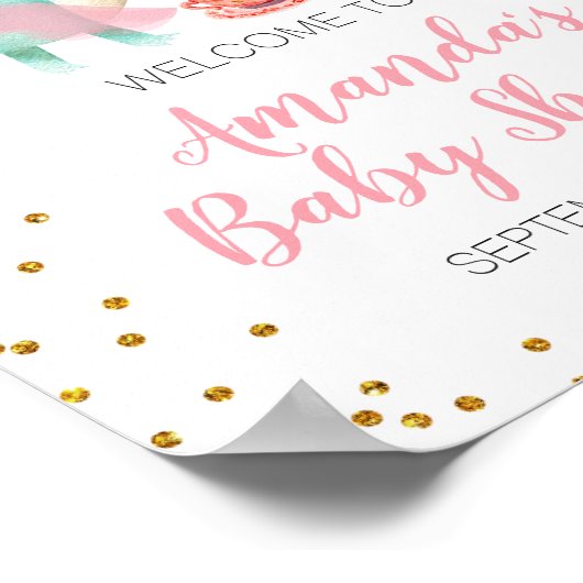 Dinosaur Tea Party Birthday Baby shower Welkom Poster (Hoek)