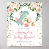 Dinosaur Tea Party Birthday Baby shower Welkom Poster (Voorkant)