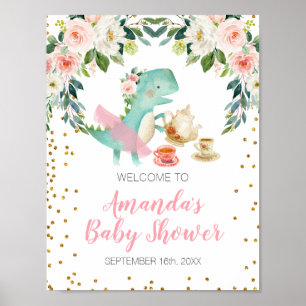 Dinosaur Tea Party Birthday Baby shower Welkom Poster