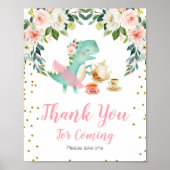 Dinosaur Tea Party Floral bedankt voor je komst Poster (Voorkant)