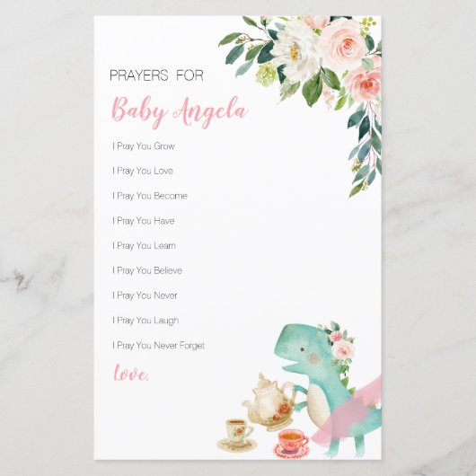 Dinosaur Tea Party Floral Prayers for Baby (Voorkant)