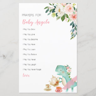 Dinosaur Tea Party Floral Prayers for Baby