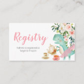Dinosaur Tea Party Peach Floral Registry Informatiekaartje (Voorkant)