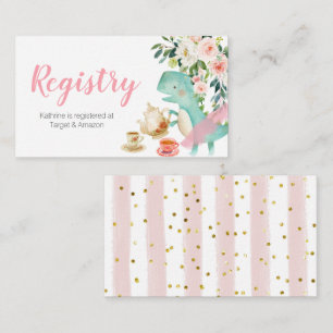 Dinosaur Tea Party Peach Floral Registry Informatiekaartje